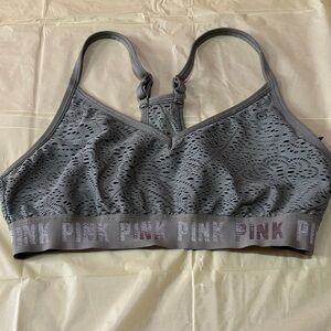 PINK Victoria's Secret Gray Lace Sports Bralette size medium